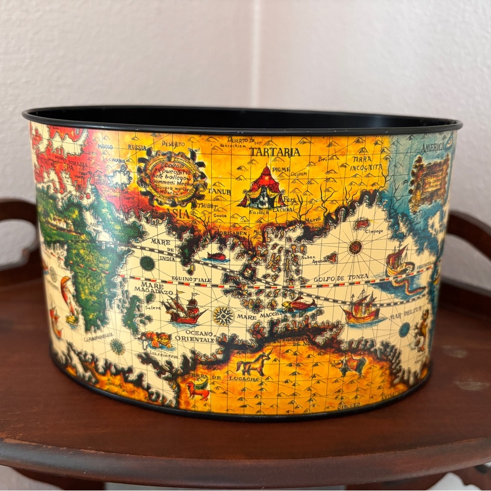 Old World Map Desk Organizer Metal